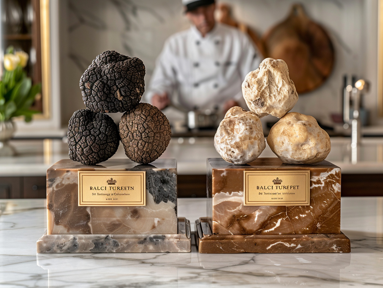 truffes noires vs blanches : comparaison  saveurs et usages culinaires  pour trouver des images utiles  tu peux renseigner les mots  truffe noire  et  truffe blanche  dans les banques d images